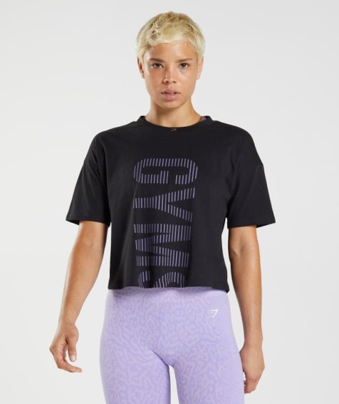 Women's Gymshark 315 Midi T-Shirts Black | CA 1A8D05